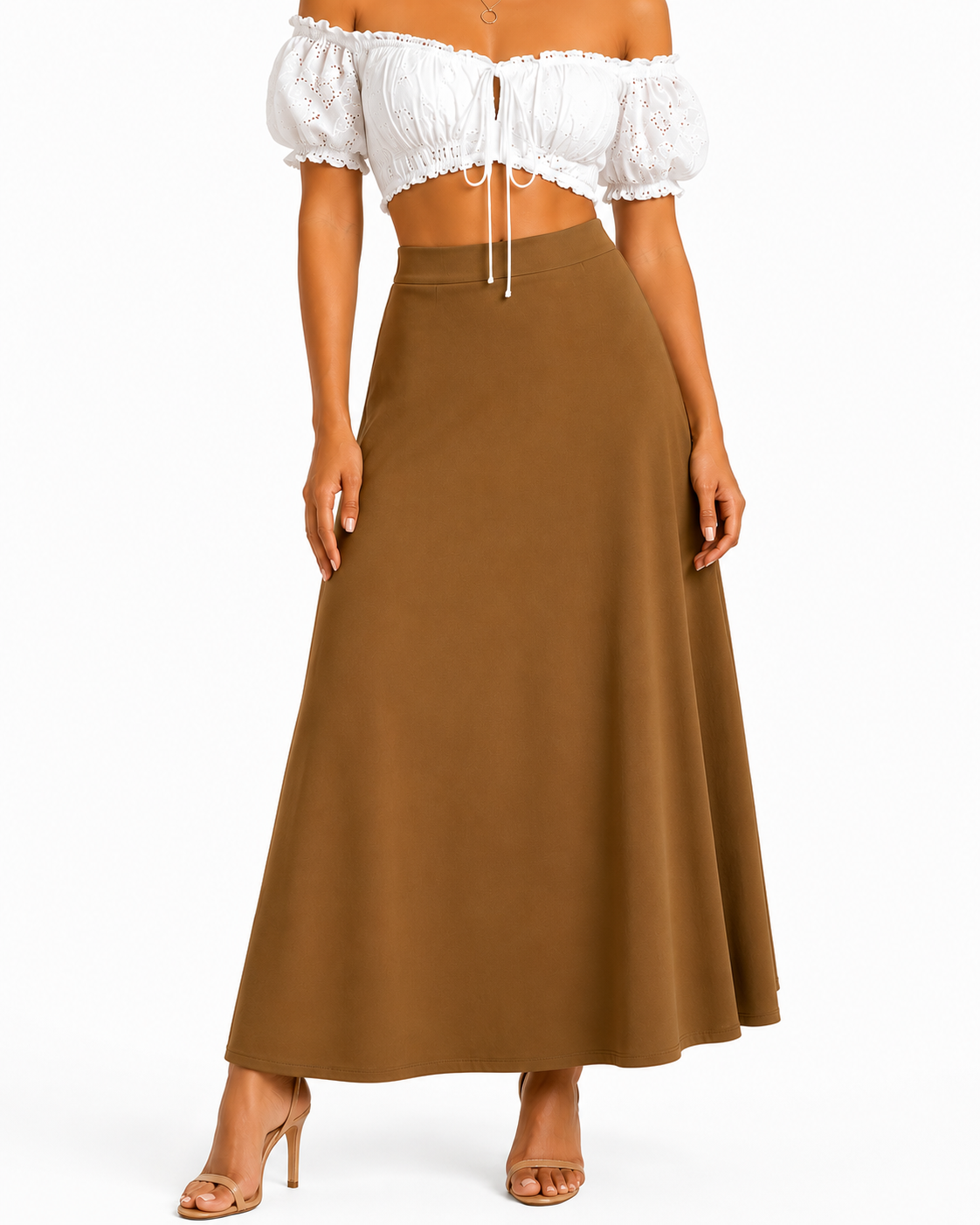 Women's Solid Color Knit Maxi Skirt